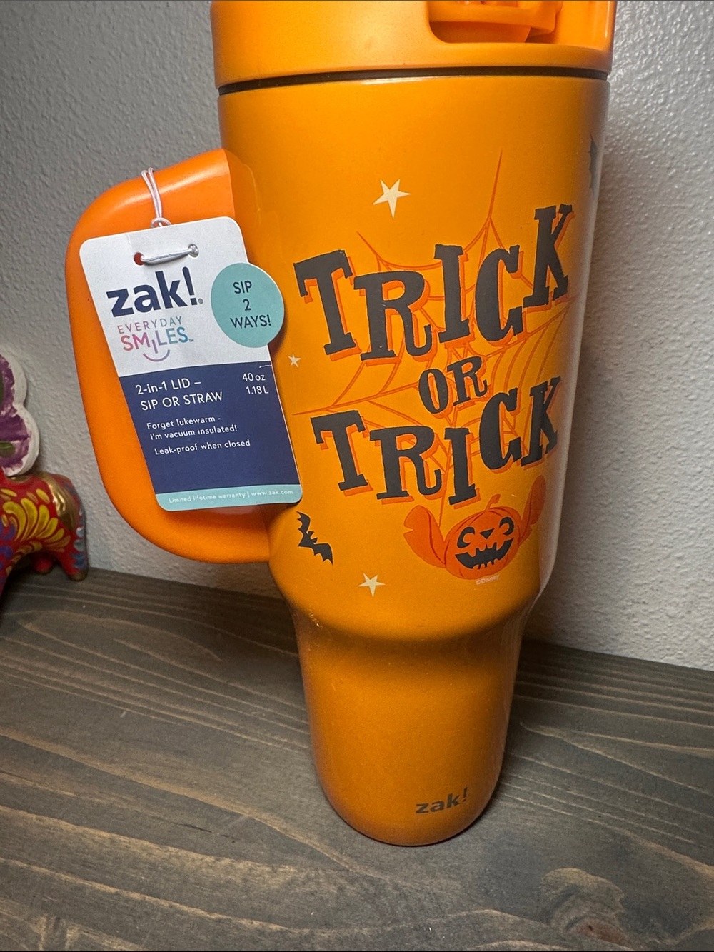 Orange "Trick or Treat" Halloween Travel Tumbler